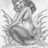 Colorless pencilwork pin up mermaid tattoo design
