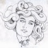 Colorless torned medusa gorgona head tattoo design