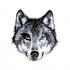 Confident blue-eyed wolf muzzle tattoo design