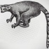 Confused black-ink lemur on grey spotted background tattoo design