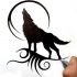Cool black howling wolf and moon contour design