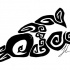 Cool black tribal lying rabbit tattoo design by Rienquish