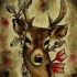 Cool brown deer head killed with red arrows tattoo design