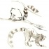 Cool brown watercolor lemurs jumping on tree branches tattoo design