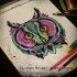 Cool colorful owl head tattoo design