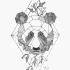 Cool geometric panda face on rhombus background tattoo design