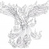 Cool grey-ink flaming spread-winged phoenix tattoo design