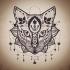 Cool mandala cat with lace decorations tattoo design