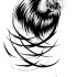 Cool screaming grizzly head with tribal vortex tattoo design