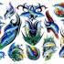 Cool traditional colorful dolphins tattoo design