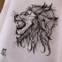 Cool uncolored roaring lion profile portrait tattoo design