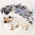 Cool watercolor walking hedgehog tattoo design