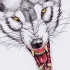 Cool yellow-eyed wolf with blooded mouth tattoo design