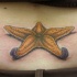 eccezionale realistica stella marina 3D gialla tatuaggio su parte bassa della schiena