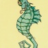 Cracked turquoise seahorse zombie tattoo design by Silentlily