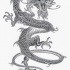 Crazy thin grey-ink chinese dragon tattoo design