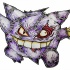 Design de tatuagem louco pokemon zumbi violeta