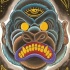 Crazy yellow-eyed gorilla head tattoo design