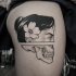 Creative half woman half skull tattoo