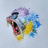 Crying bright watercolor baboon head tattoo design