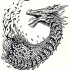 Crying dragon head with long neck tattoo design