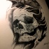 Crying raven and human skull tattoo design by Andrey Skull