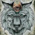 Crying wolf with a strange illuminati sign tattoo design