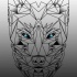 Cunning blue-eyed geometric wolf muzzle tattoo design