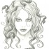 Cunning grey-ink medusa gorgona portrait tattoo design