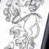 Curly-mane unicorn curled with chains tattoo design