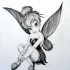 Cute black-and-white pencilwork fairy tattoo design