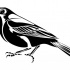 Cute black-and-white static sparrow tattoo design by Coyotehills