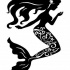 Cute black mermaid silhouette with white print tattoo design