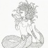 Cute cartoon colorless sitting medusa gorgona tattoo design