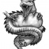 Cute crying dragon protecting its heart tattoo design