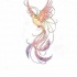 Cute elegant pale-coloring phoenix tattoo design