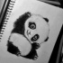 Cute fluffy playing panda tattoo design