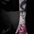 Cute girl and rose tattoo on forearm