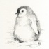 Cute grey fluffy penguin tattoo design