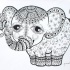 Cute human-eyed ornamented elephant baby tattoo design