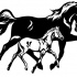 Cute runnong mom and cub horse family tattoo design