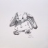 Cute small grey-ink hare toy tattoo design