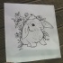 Cute uncolored rabbit surrounded with flowers tattoo design