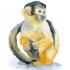 Cute watercolor monkey in yellow colors tattoo design