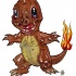 Charmander de zumbi bonito com design de tatuagem de pokemon de cauda de fogo