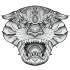 Dangerous grey-ink ornate panther muzzle tattoo design