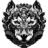 Dark-color ornamented wolf muzzle tattoo design
