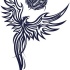 Dark blue-ink rising phoenix and a huge sun ball tattoo design
