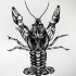 Dark dotwork-style lobster water animal tattoo design