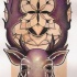 Dark purple deer with flower and mandala nimbus tattoo design